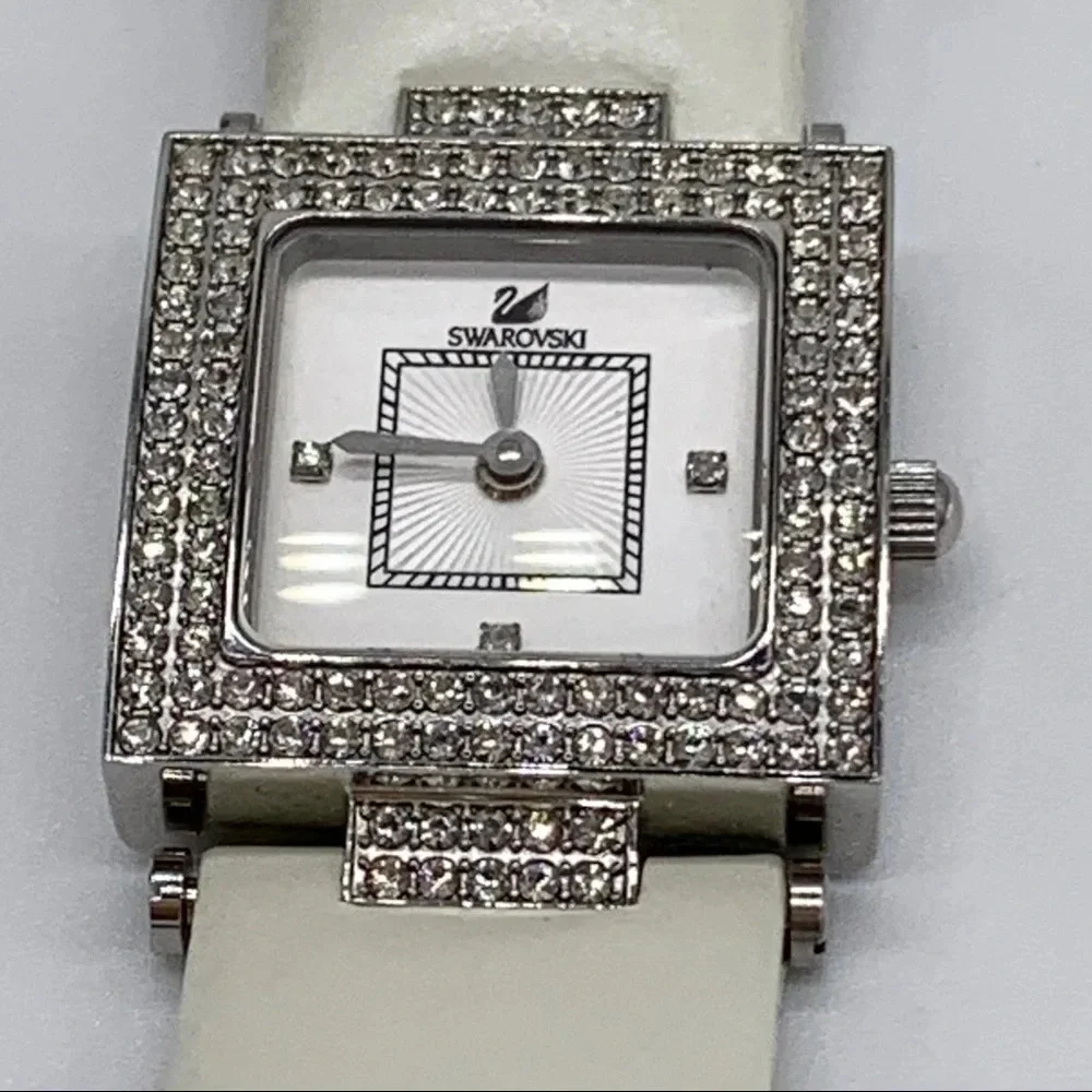 Swarovski Crystal Watch with Cream Band